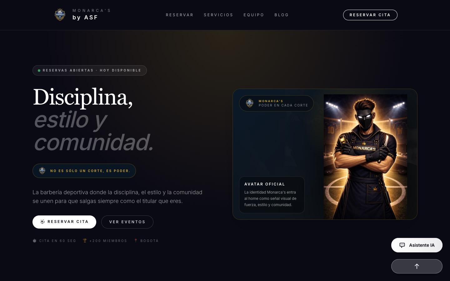 Página de inicio de Monarca's by ASF